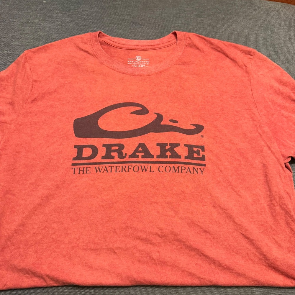 Drake Waterfowl Company Mens T-Shirt Large Orange Art Unlimited polyHD Graphic